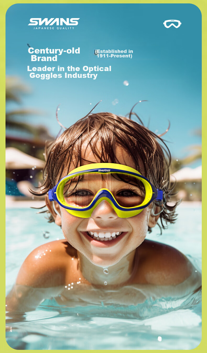 SWANS Children's Large Frame Swimming Goggles for Boys And Girls, High-Definition Vision, 3D Fit, Waterproof, Anti-Fog, Adjustable Swim Glasses, 121 Blue-Yellow 4