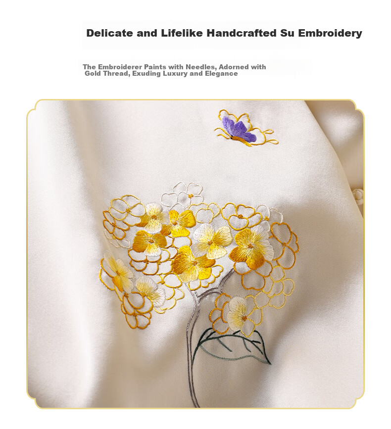 Hangsilk Road Pure Silk Mulberry Silk Scarf [Intangible Cultural Heritage Su Embroidery Pankou] Gift for Elders and Mothers Birthday Women's Day Gold Thread 7