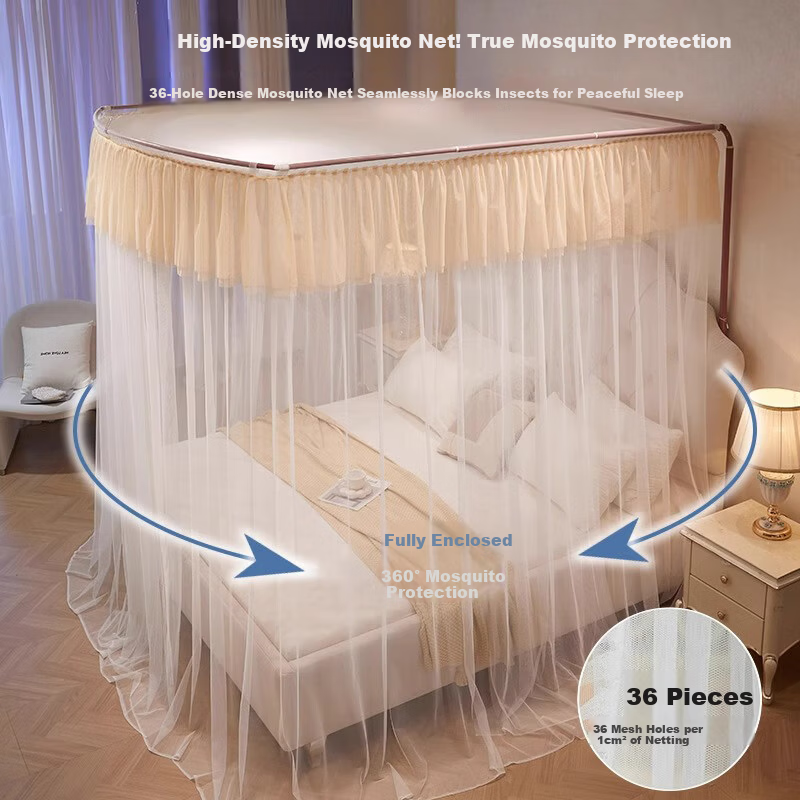 MUJI Home U-Shaped Large Space Rail Mosquito Net Three-Door 1.8x2m Bed Fuyao Jade [Encrypted Mesh]