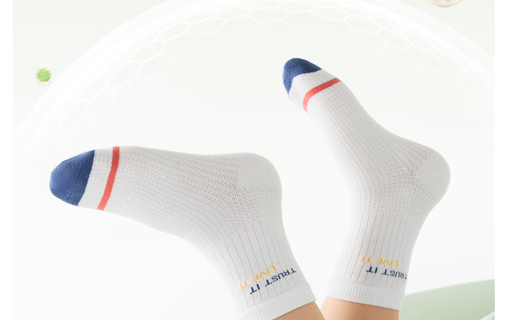 Betis Children's Socks 7-9 Years Summer Thin Antibacterial Sports Socks Sweat-Absorbing Breathable Mid-Calf Socks for Boys and Girls 14