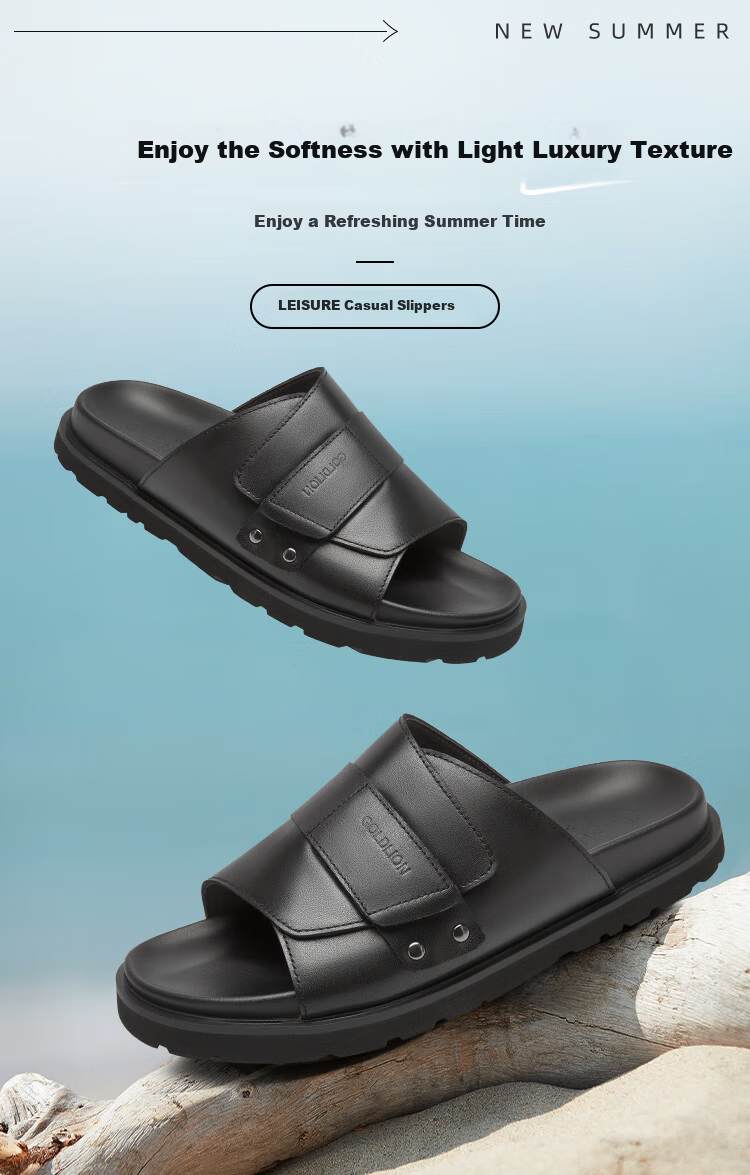 Goldlion Men's Summer Wearable Slippers Men's Velcro Sandals G542520008AAF Black Size 40 1
