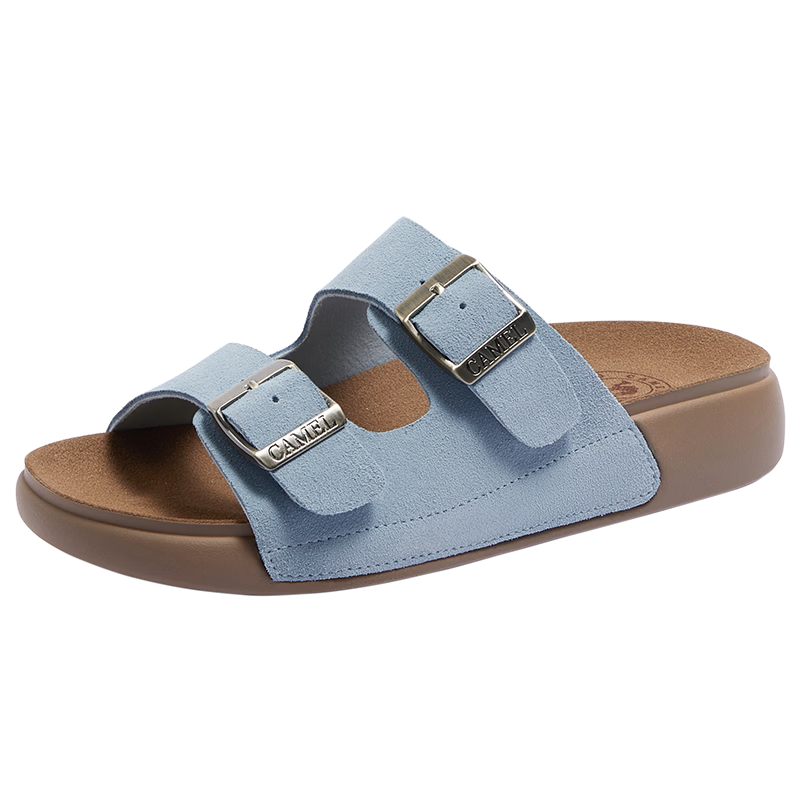 CAMEL Birkenstock Style Women's Casual Versatile Outdoor Slide Sandals L26M504022 Blue (Suede) Size 36