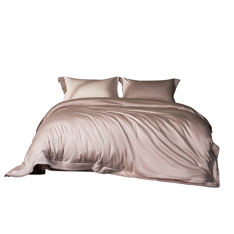 Luolai Home Textiles 100-Thread Count Pure Cotton 4-Piece Bedding Set with U-Easy Three-Sided Zipper 100% Cotton Duvet Cover and Bed Sheet 220x250cm Pink