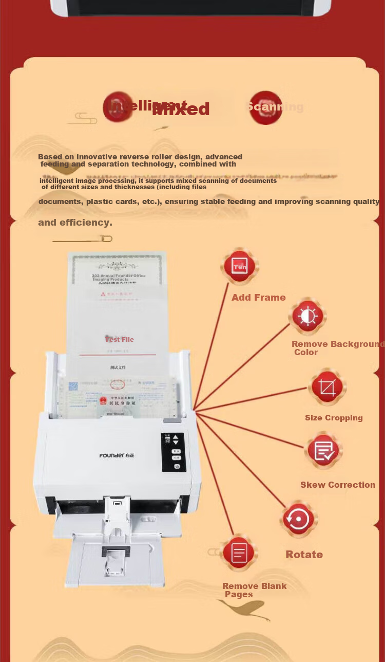 Founder S8500 Domestic A4 High-Speed Duplex Scanner Automatic Document Feeder CCD 5