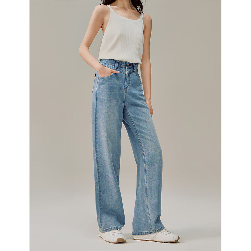 INMAN Vintage Washed Denim Cigarette Pants 26 Summer Women's New Versatile Cropped Straight Pants Light Denim 25
