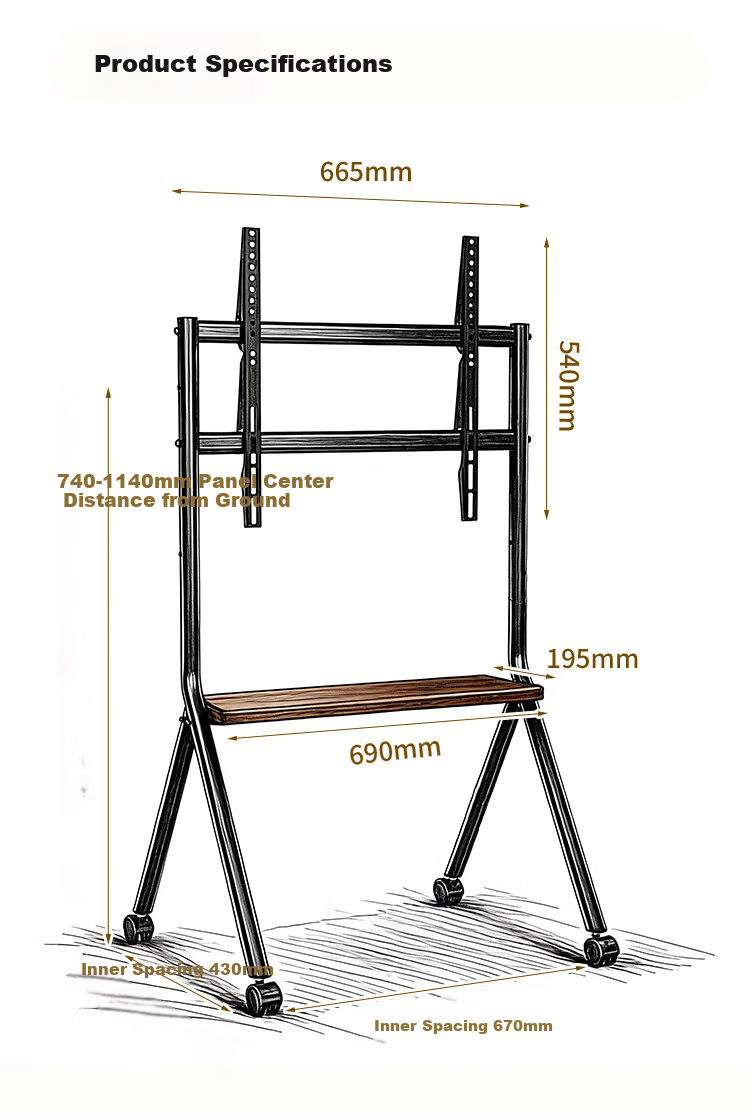 TAZD 50-100 Inch Mobile TV Stand Rolling Cart for PS5 Sony Hisense Huawei Skyworth TCL Changhong Mobile TV Mount 13