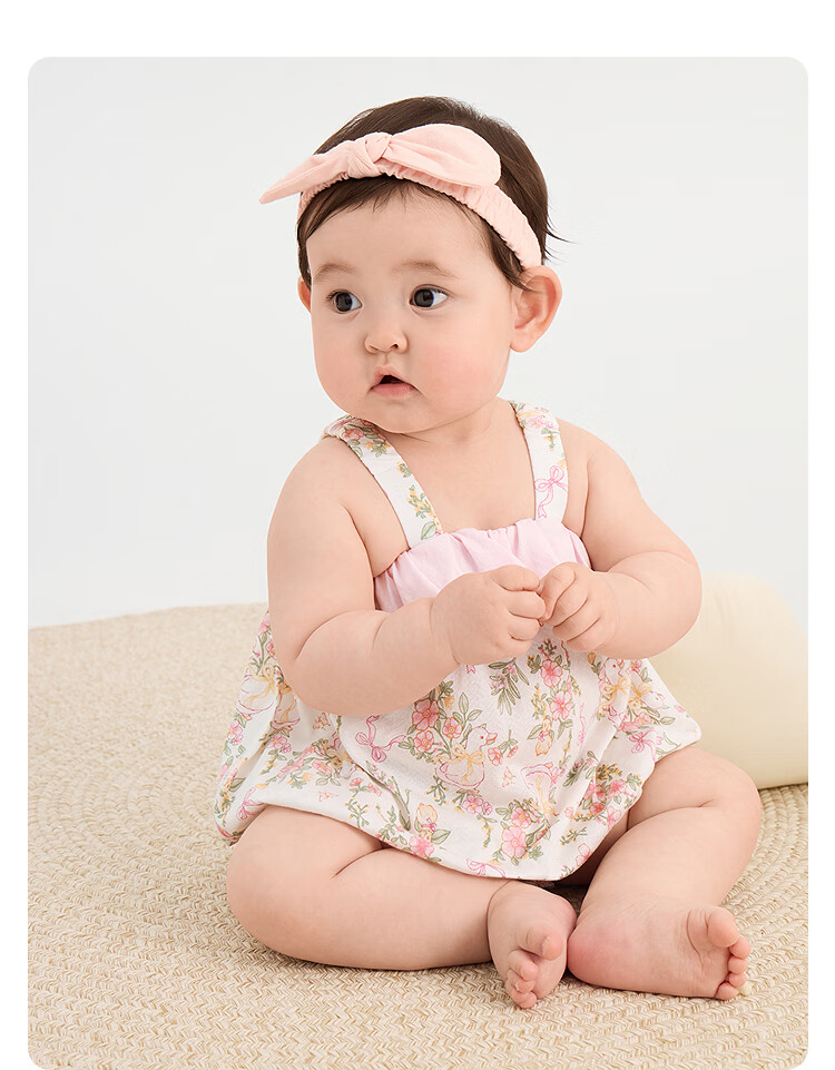 Balabala [balaOne] Baby Romper Infant Toddler Girls Triangle Bodysuit 2026 Summer Sweet Cute 18