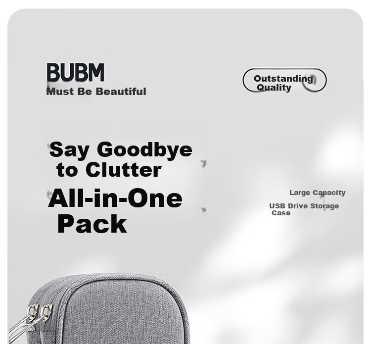 Biyoumei U-Shield USB Drive Storage Bag Multifunctional Data Cable Earphone Organizer Double-Layer 12 Slots Gray 1