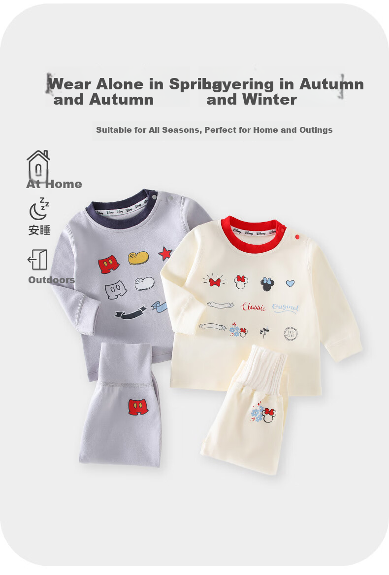Disney Kids Pajamas Baby Cotton Autumn Clothes Boys Girls Homewear Set Infant Clothing Spring Autumn 100 2