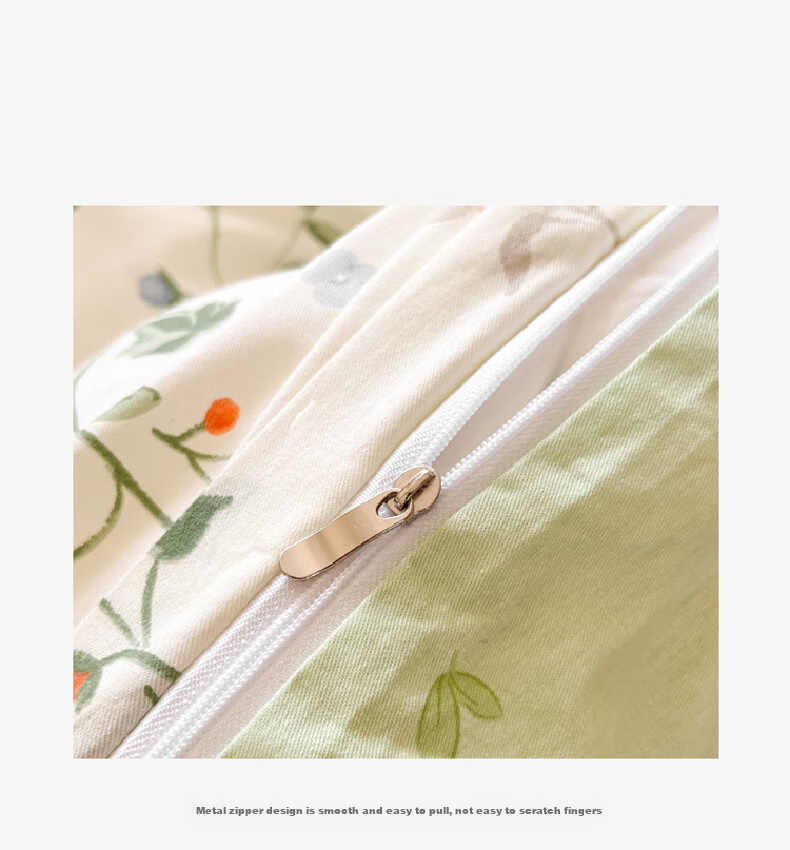 Hodo Pure Cotton 4-Piece Bedding Set 1.5/1.8m Double Bed Printed Cotton Duvet Cover Xinjiang Cotton Bed Sheet 200x230cm Qianxun Floral 15