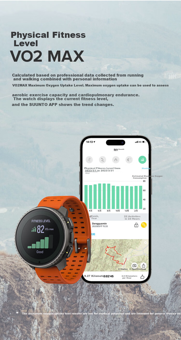 SUUNTO Vertical Outdoor Adventure Mountaineering Hiking Heart Rate Blood Oxygen Sports Smartwatch Titanium Alloy Tundra Green 7