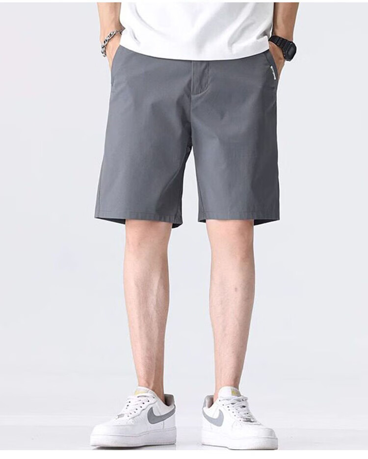 ROMON Men's Summer Thin Business Casual Straight Five-Point Khaki Shorts M 11