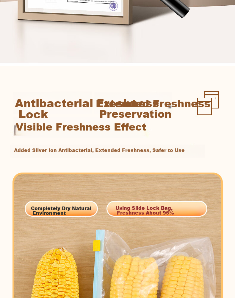 SP SAUCE Antibacterial Fresh-Keeping Sealable Slider Zipper Food Bags Medium + Large Combo 35 Pieces 6