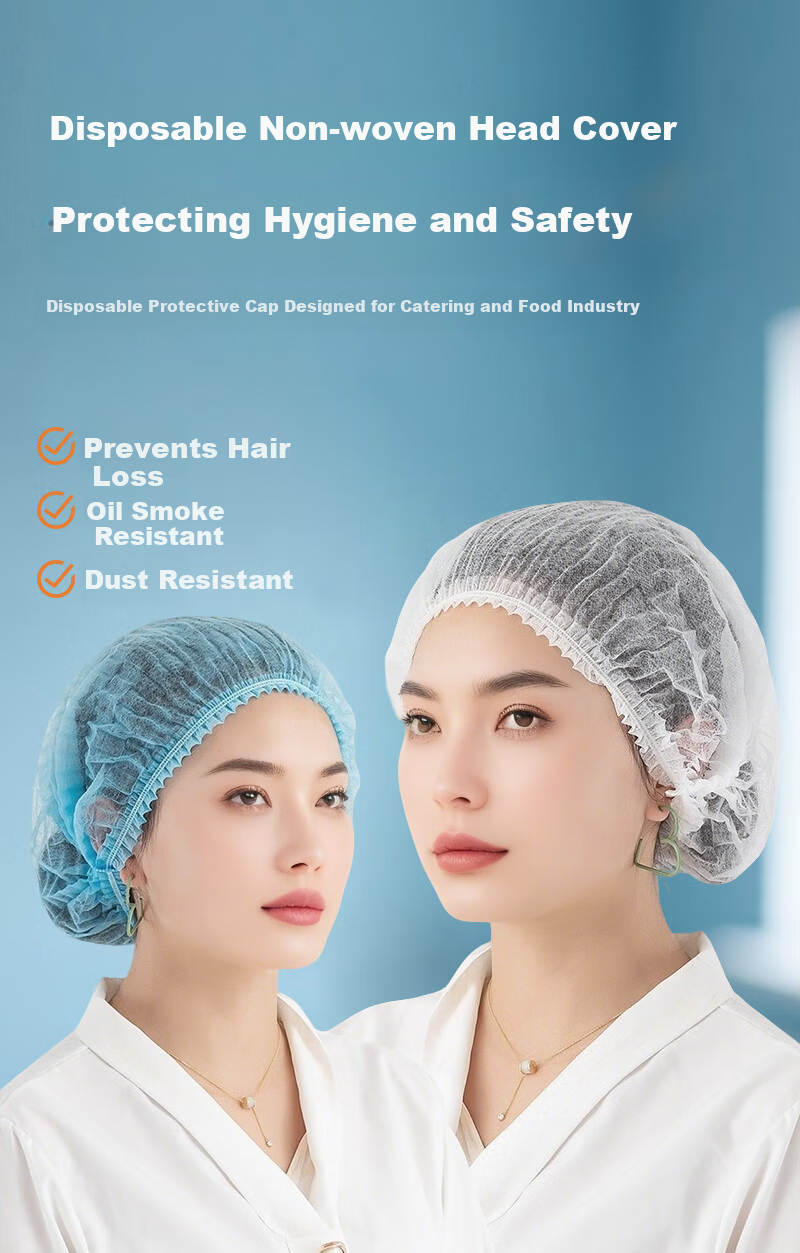 Junwen Disposable Head Cover Non-woven Chef Cap Lightweight Double-Strap Thickened Strip Hat Dustproof Hairnet White Thickened Double-Strap (100 pcs) [Jingcang] 1