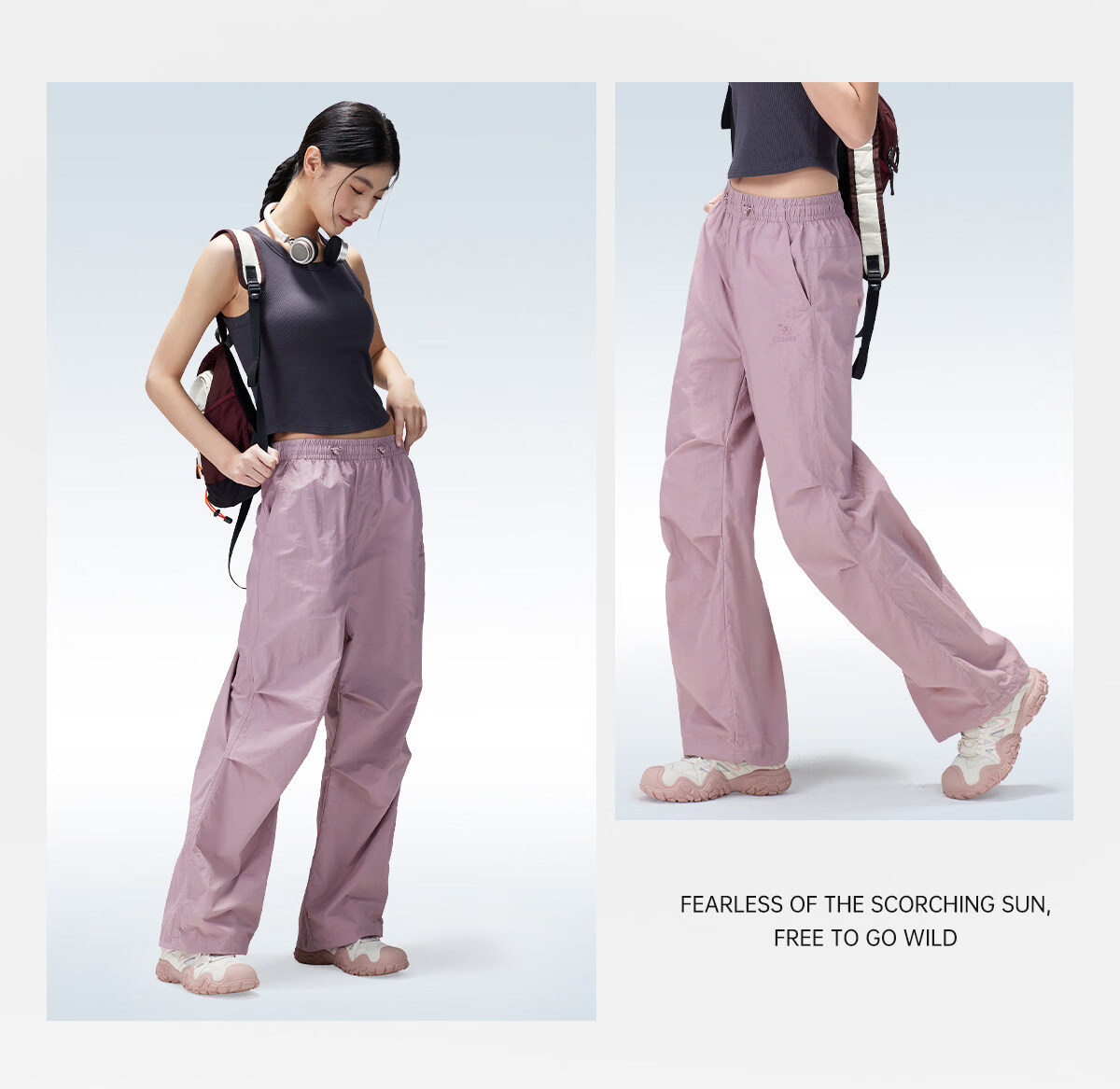CAMEL Women's Outdoor Quick-Dry Pants Spring Summer Thin Cool Breathable Sun-Protective Wide-Leg Hiking Military Pants for Men 25