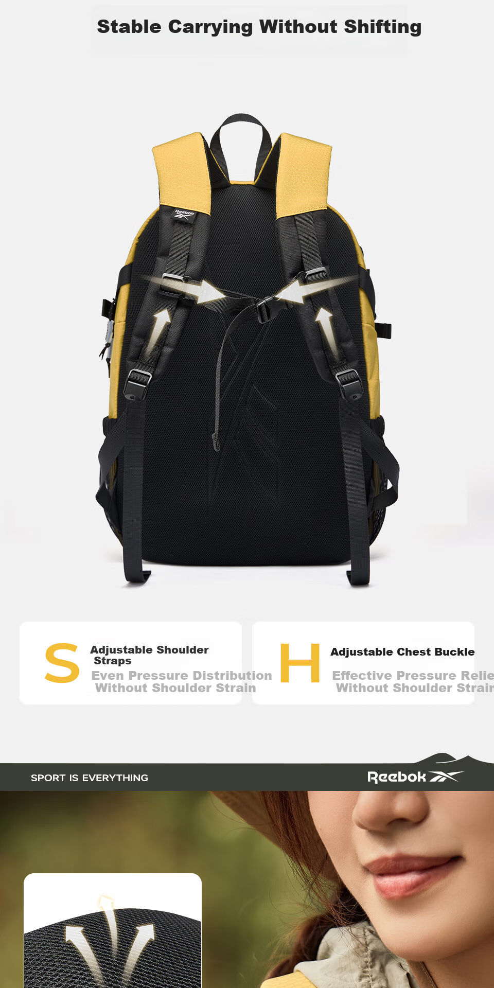 Reebok Lightweight Sports Backpack for Men, Water-Resistant Hiking and Outdoor Travel Bag, College Student School Backpack for Women 8