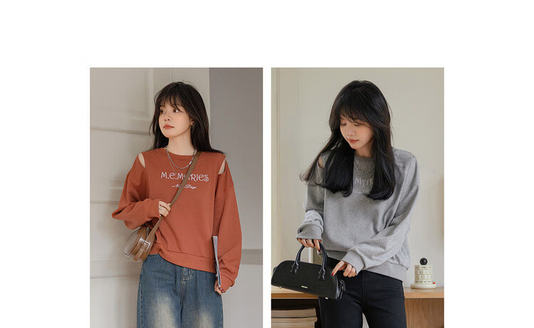 MT Cloud Sweatshirt Spring Lightweight Breathable Cloud Cotton Hollow Letter Embroidery Loose Fit Flattering Women's Top 3