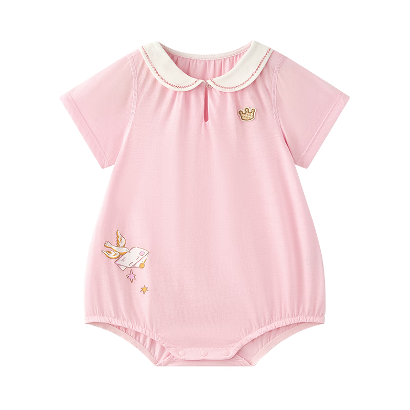 Babycare Pure Cotton Short Sleeve Pullover Triangle Romper Baby Jumpsuit Boys Girls Clothing Sky Blue Pink 90cm