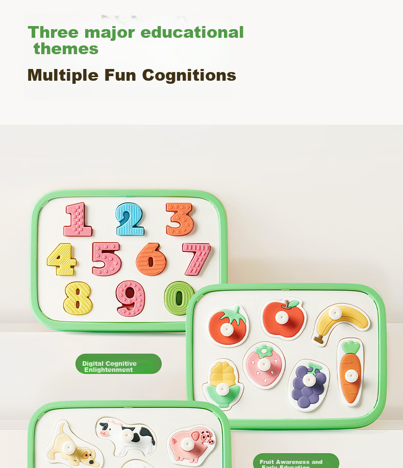 BG-BABYGO Montessori Early Education Animal Matching Puzzle Baby Building Blocks Food-Grade Silicone Chewable Educational Toy 8