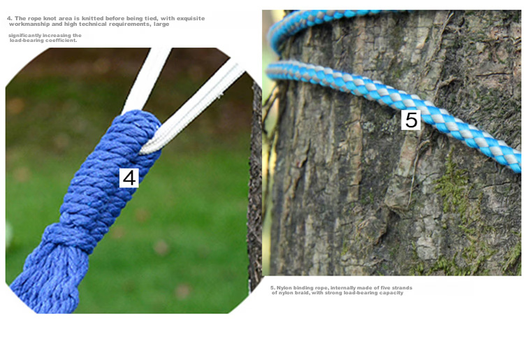 Adandyish New Single Canvas Striped Hammock Thickened and Widened Outdoor Leisure Swing Camping Sleeping Hammock Blue 9