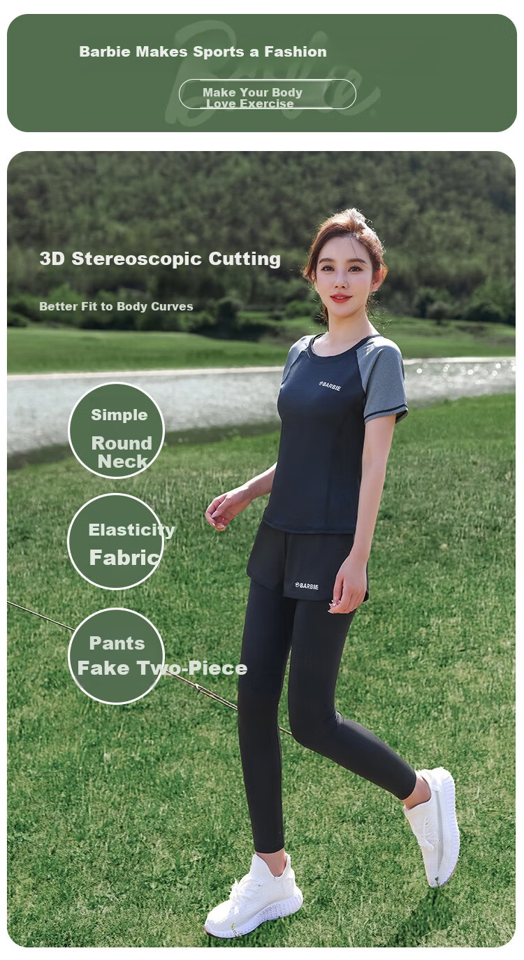 Barbie Women's Sportswear Set Outdoor Running Outfit Breathable Lightweight Badminton Suit Female 4