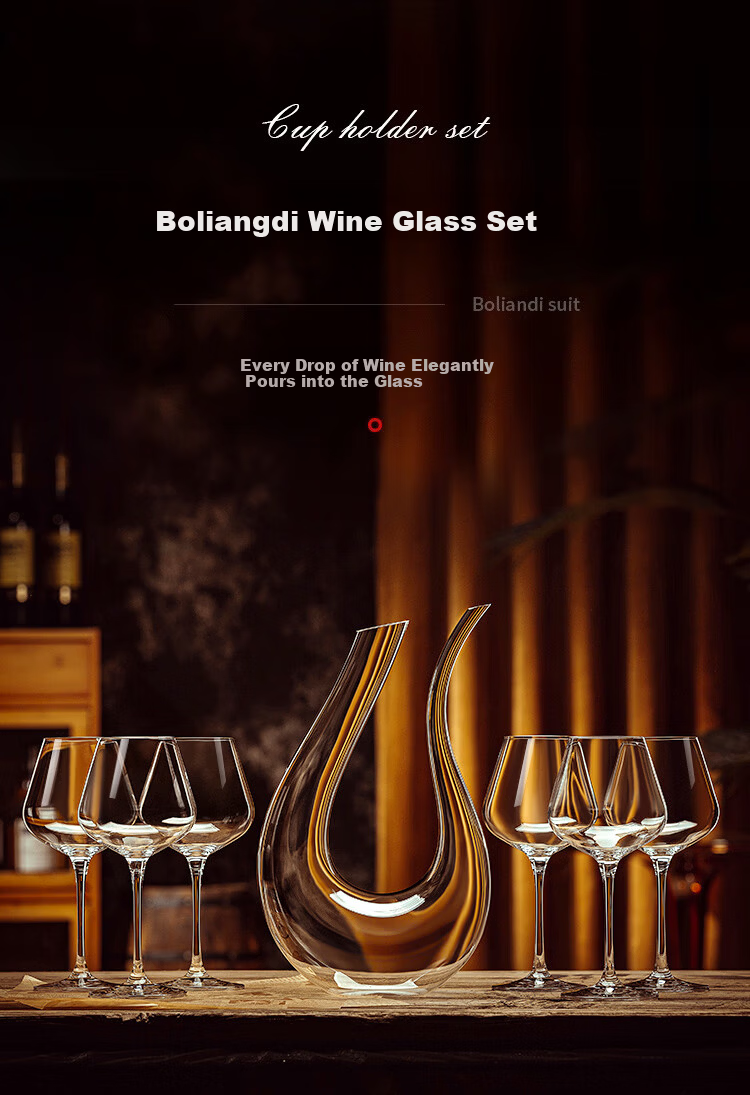 FANKAQI Luxury Crystal Wine Glass Set with Decanter High Stem Red Wine Glasses Gift for Housewarming Birthday Holiday 1