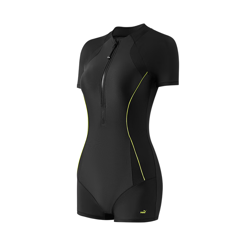 PUMA Women's Swim Trunks 2026 New Short-Sleeve One-Piece Swimsuit for Swimming Pool and Hot Spring Sportswear