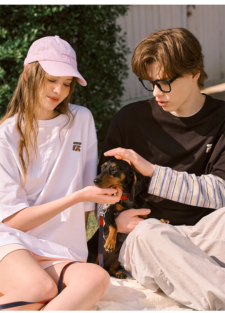 FILA FUSION Trendy Couple Short Sleeve T-Shirt 26 Summer Cute Pet Cool Loose Half Sleeve Top 5