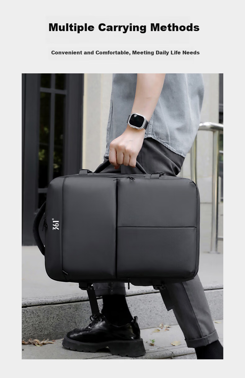 361° Backpack Men's Business Large Capacity Dual Shoulder Bag Independent Laptop Compartment Commuter Travel Casual Bag 15