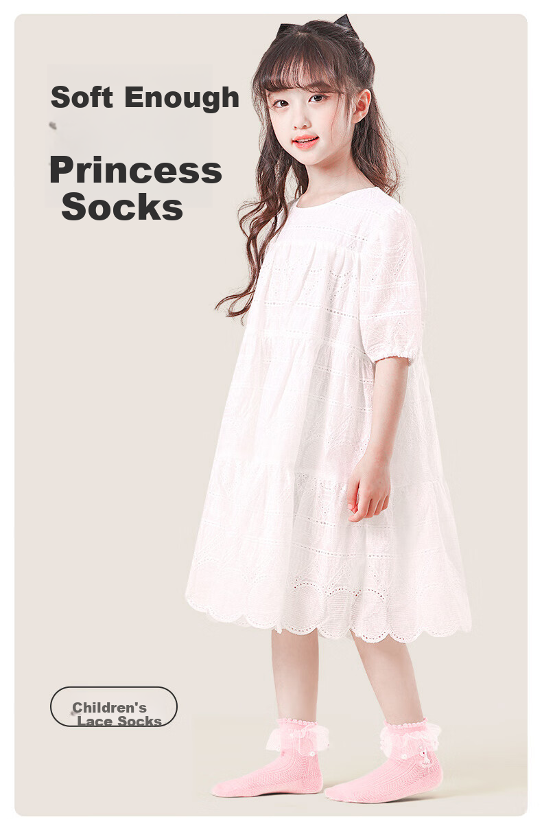 Barbie Children's Socks Girls Spring and Autumn Thin Cotton Socks Summer Lace Princess Mesh Breathable Short Socks Baby Girl Kids Socks 1