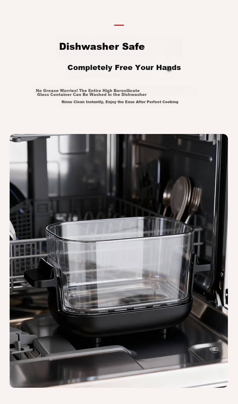 DU PONT 2.5L High Borosilicate Glass Jar Accessory (Air Fryer Large Capacity 0 Coating Visual Multifunctional Electric Fryer Non-stick Easy to Clean Electric Oven Frying and Baking Combo) 4