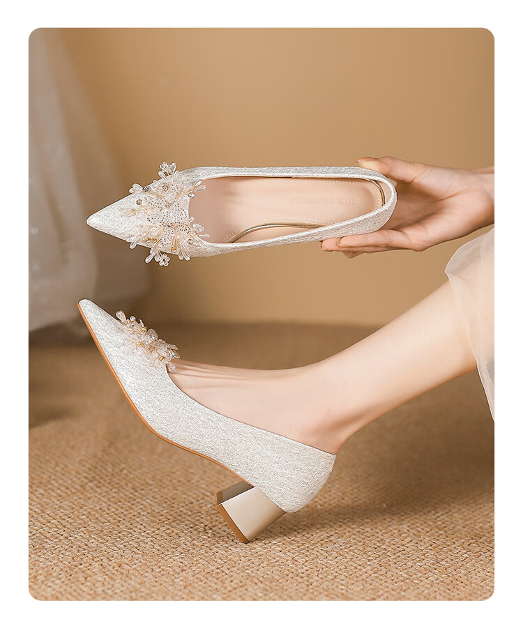 ZHR Valentine's Day Women's High Heels Bride Stiletto Wedding Shoes with Rhinestones and Pearls K312 Red Size 38 21