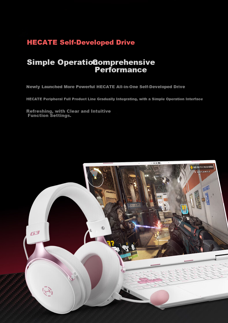 EDIFIER HECATE G3 Wireless 2.4G Wired Bluetooth Quad-Mode THX Spatial Sound Over-Ear Gaming Headset for PC Wireless Delta FPS PUBG Panda White 9