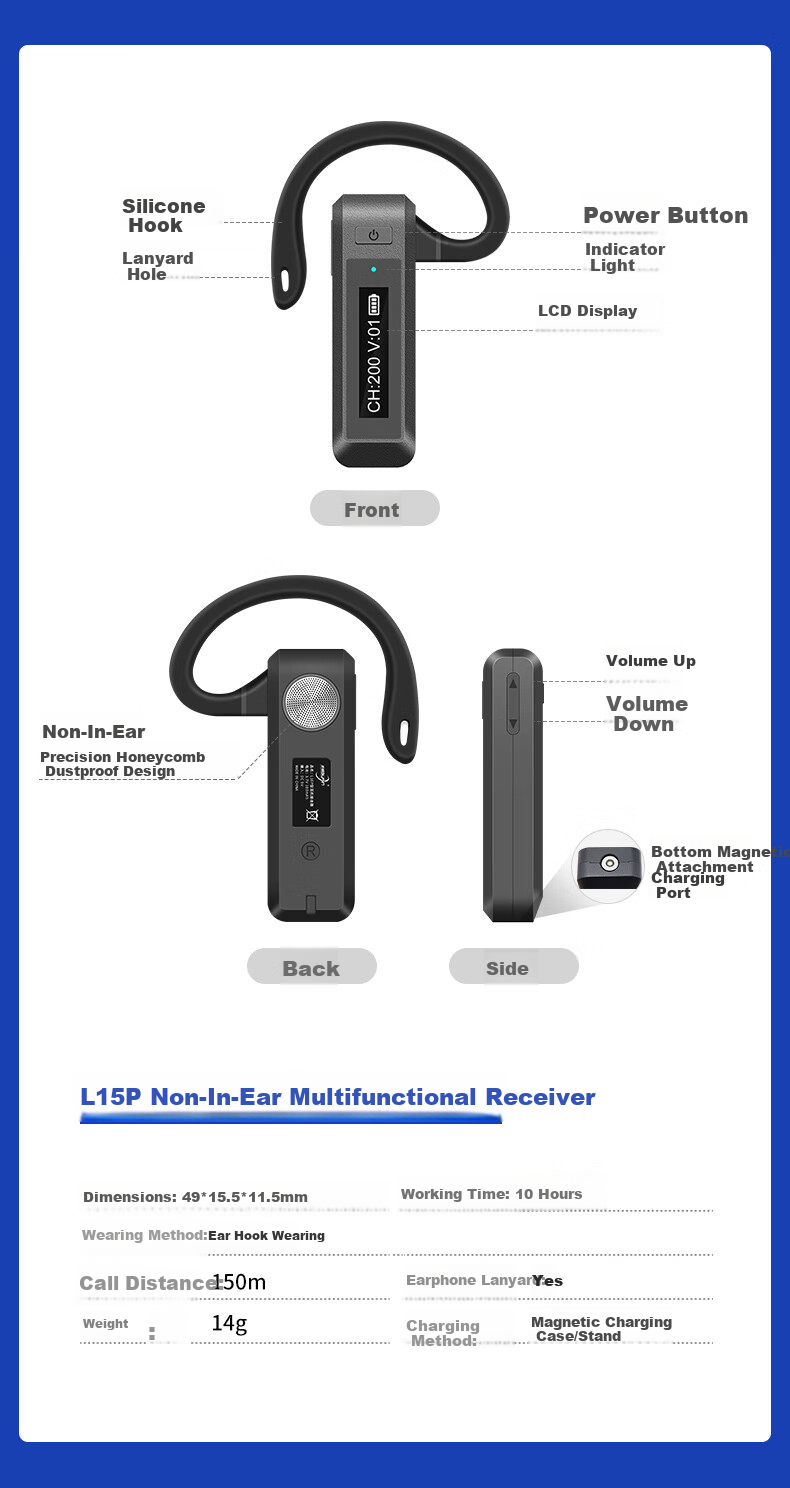 Cadence Wireless Tour Guide System One-to-Many Corporate Reception Tour Guide Group Commentary Non-In-Ear Guide Device for Scenic Spots Museums Factory Visits Project Inspections Training L15 50-Set P 3