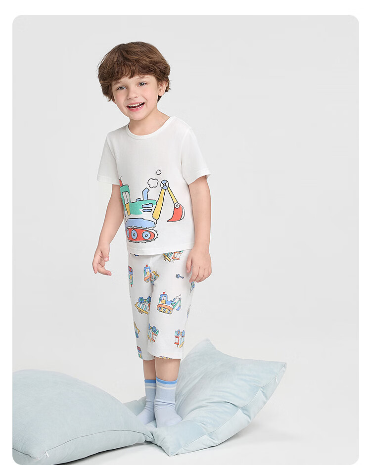 Balabala Baby Summer Pajama Set Air-Conditioned Clothing Anti-Cold Children's Homewear Toddler Short Sleeve Cotton Set 13