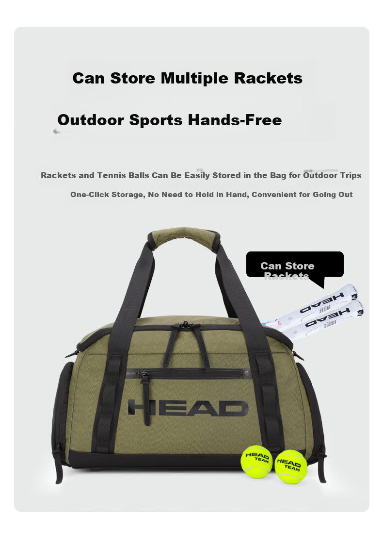 HEAD Travel Bag Multifunctional Tennis Racket Bag Large Capacity Badminton Racket Shoulder Bag Unisex Fitness Business Sports Bag 5