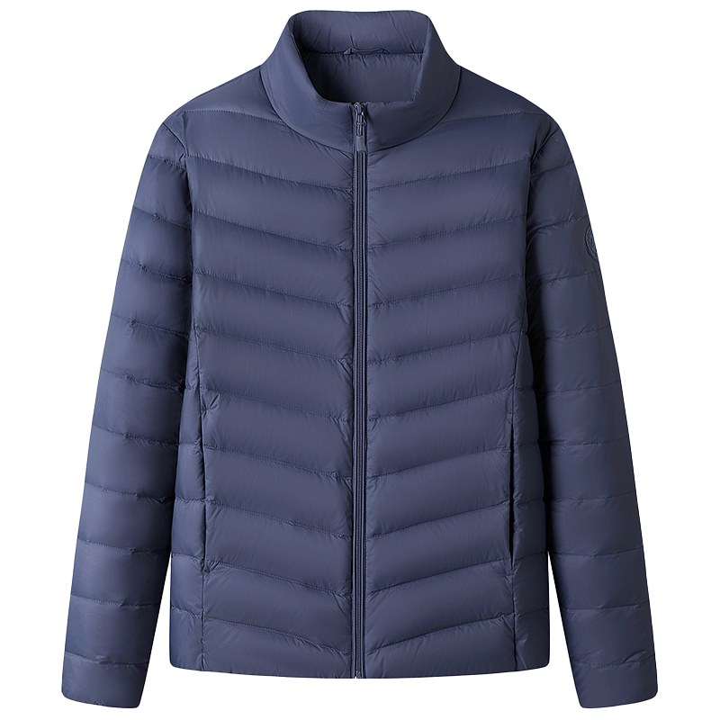 ROMON Men's Lightweight Down Jacket, Stand Collar, Short Style, Autumn New Fashion, Versatile Warm Inner and Outer Wear, Gray, Size 185