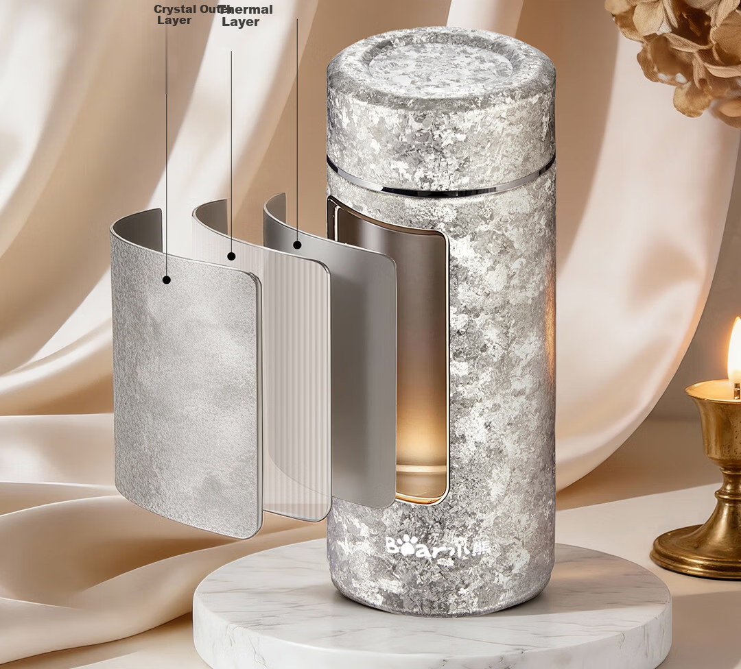 Bear Pure Titanium Insulated Lightweight Portable Water Bottle Starry Sparkle Tea Cup Small Capacity Premium Business Titanium Travel Mug Gift for Women's Day 7