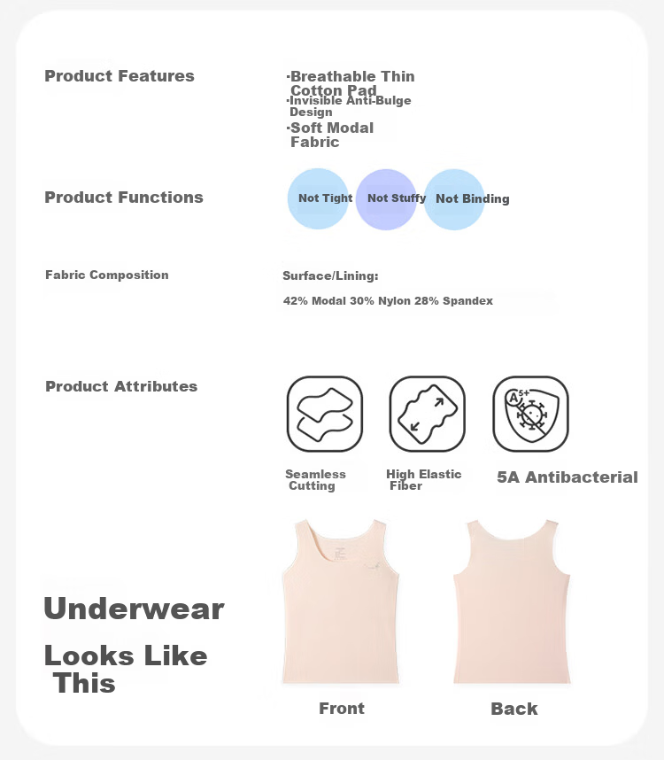 Jiusuiban Children's Vest Girls 120s Jinmo 8-10 Years Development Period Padded Bra School Uniform Anti-Outline Base Underwear 2