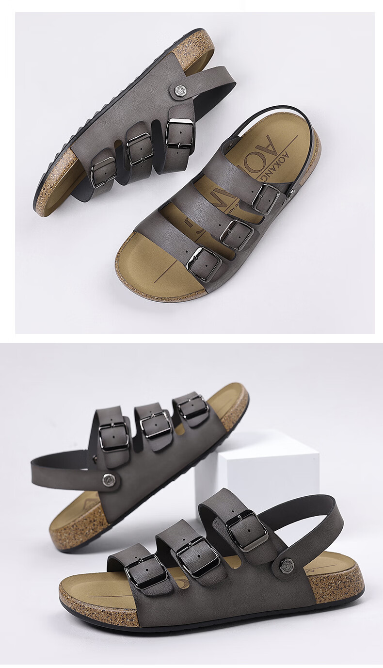 Aokang Summer Men's Casual Beach Sandals Black Size 42 25
