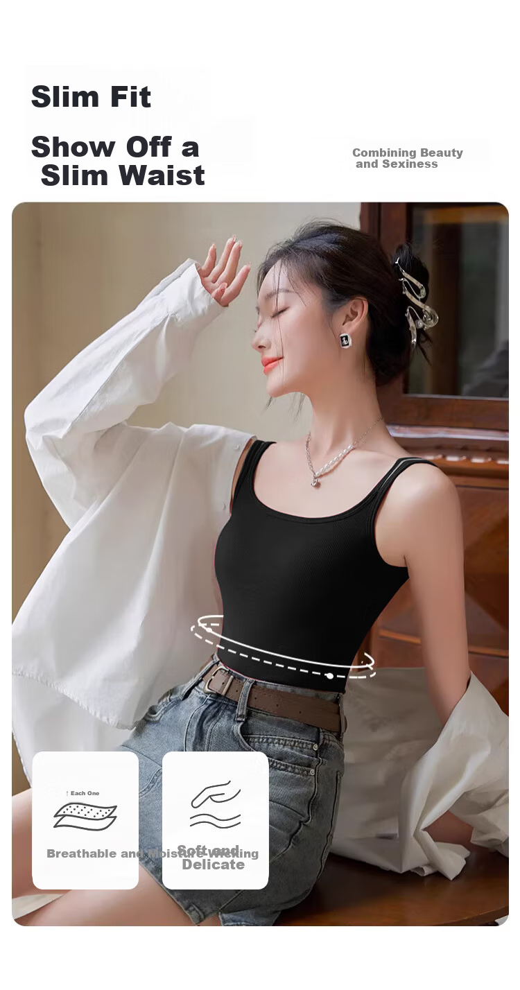 Langsha Women's Camisole Vest 2026 New Spring Summer Backless Ribbed Slim Strap Sleeveless Outerwear Top 5