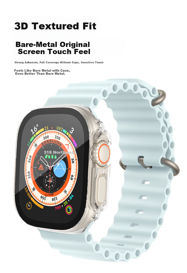 KMaxAI Apple Watch Ultra 3 Protective Case and Screen Protector 2nd/1st Gen Integrated Tempered Glass Film for Apple Watch Ultra 3 49mm Transparent Protective Cover 5