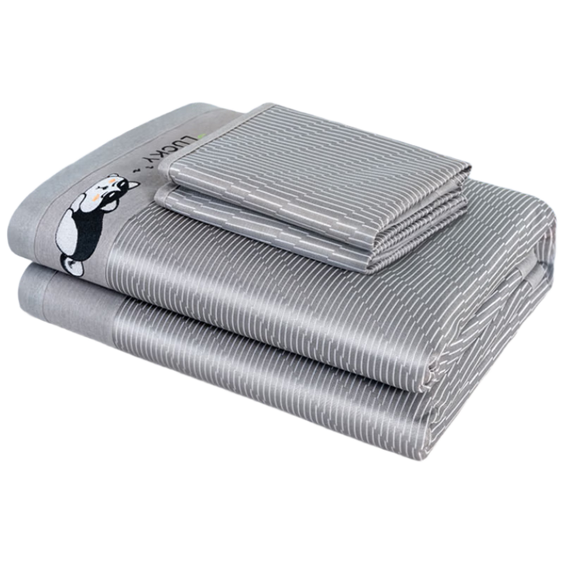 Nanjiren Summer Cooling Mat A-Class Antibacterial Carbon Fiber Ice Silk Mat Two-Piece Set Single Dormitory Cooling Ice Silk Bed Sheet 0.9m Bed