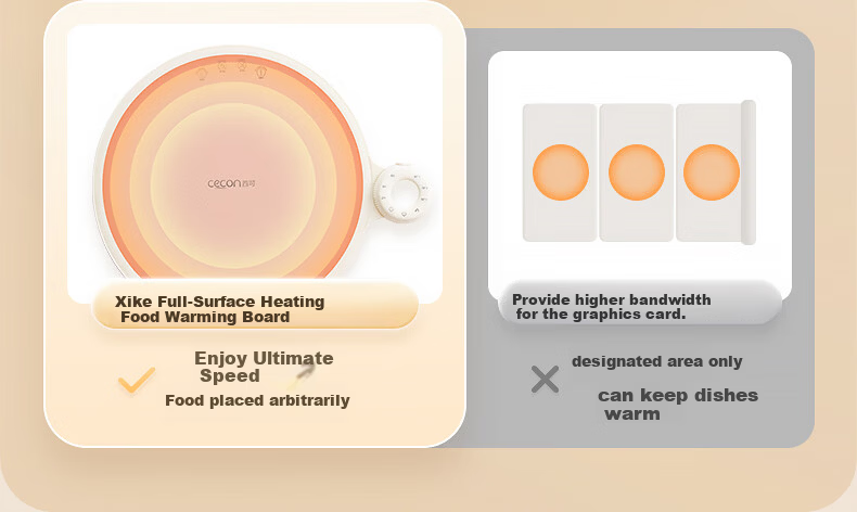 Xike Warm Cutting Board Hot Dish Insulation Board Fast Heating Multifunctional Foldable Flexible Silicone Heating Pad Round 2025 New Smart Constant Temperature MH-CB01 4