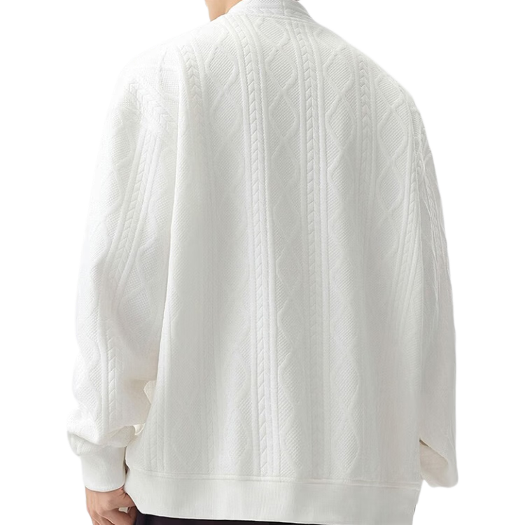 MMOPTOP Japanese Style Jacquard Cardigan Sweatshirt Autumn Winter Men's Loose Casual Sweater Knitwear MWY20 White XL