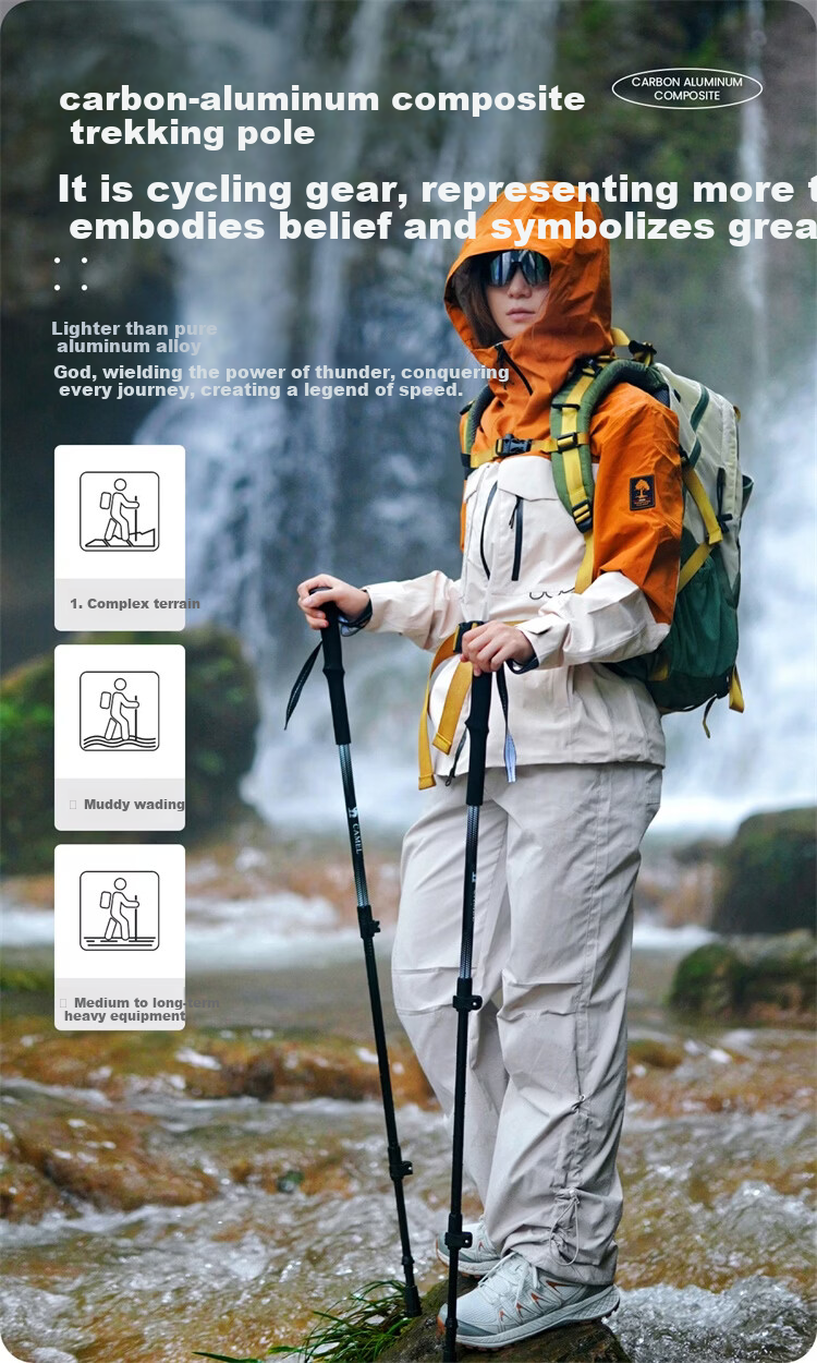 CAMEL Hiking Trekking Pole Outdoor Lightweight Portable Telescopic Multifunctional Mountaineering Equipment Walking Stick 2SA7D41-1D Blue 9