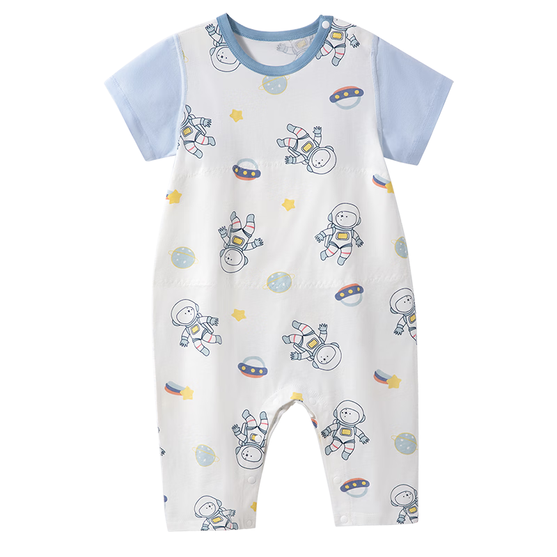 Beitaisi Children's One-Piece Pajamas, Summer Thin Style, 2026 New Pure Cotton Design, Short-Sleeve Bodysuit for Boys And Girls, Home Wear