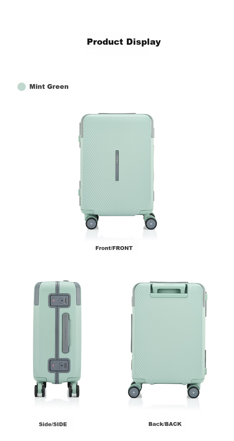 Samsonite 24-Inch Fashionable Large Capacity Business Travel Luggage UO5 Mint Green Checked Suitcase with Trolley and Password Lock 11