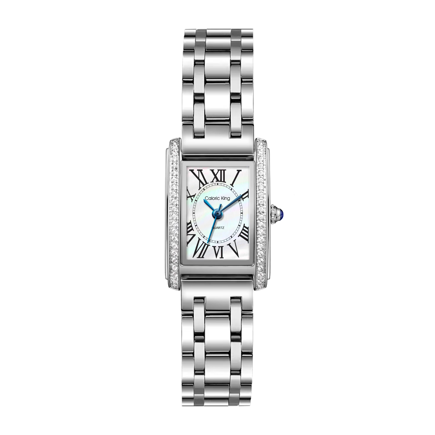 Caloric King Classic Tank Diamond-Studded Square Watch for Women Lightweight Luxury Niche Steel Band Minimalist Ladies Wristwatch Birthday Gift for Girlfriend