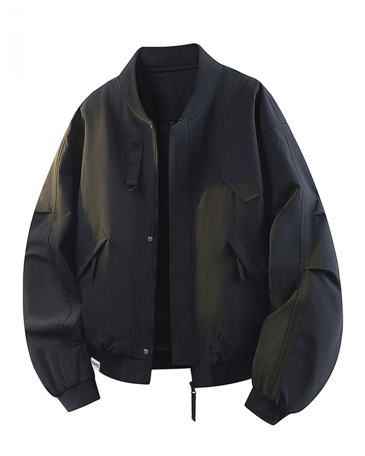 MARK FAIRWHALE Men's Spring Autumn American Workwear Jacket Loose Fit Baseball Coat Black L 1
